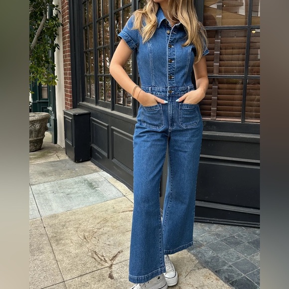 Rolla's Sailor Jumpsuit Breaker in Mid Vintage Blue - Picture 5 of 9